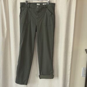 J. Jill Green Straight-Leg Pants with Cuffed Hems
